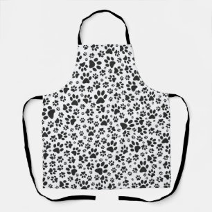 Dog Paws Black and White Polka Dot  Apron