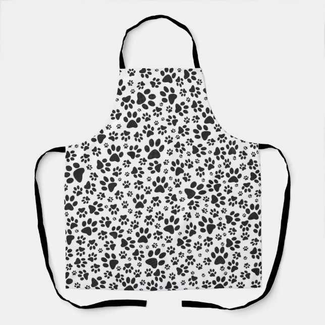 Dog Paws Black and White Polka Dot  Apron (Front)