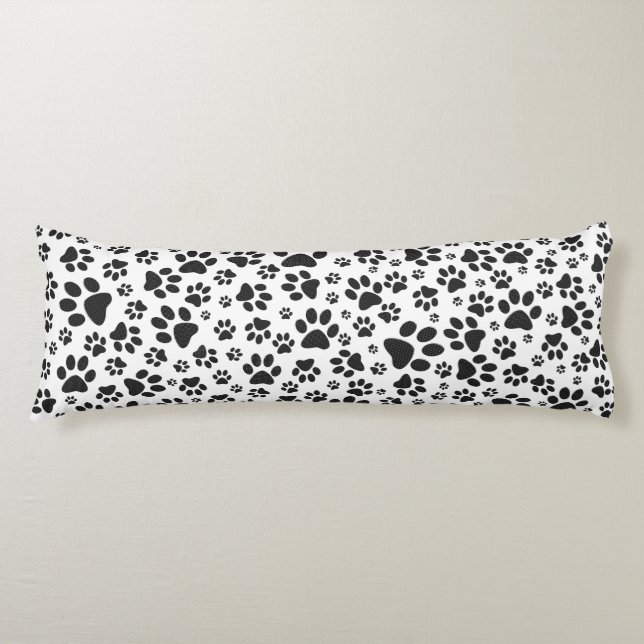 Dog Paws Black and White Polka Dot  Body Cushion (Front)