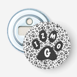Dog Paws Black and White Polka Dot Bottle Opener