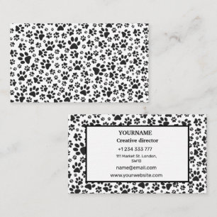 Dog Paws Black and White Polka Dot  Business Card