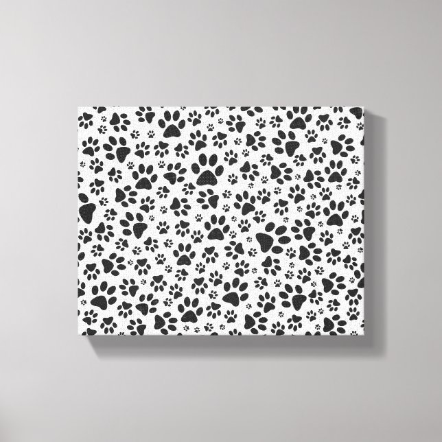 Dog Paws Black and White Polka Dot  Canvas Print (Front)