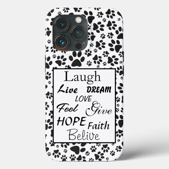 Dog Paws Black and White Polka Dot  Case-Mate iPho Case-Mate iPhone Case (Back)