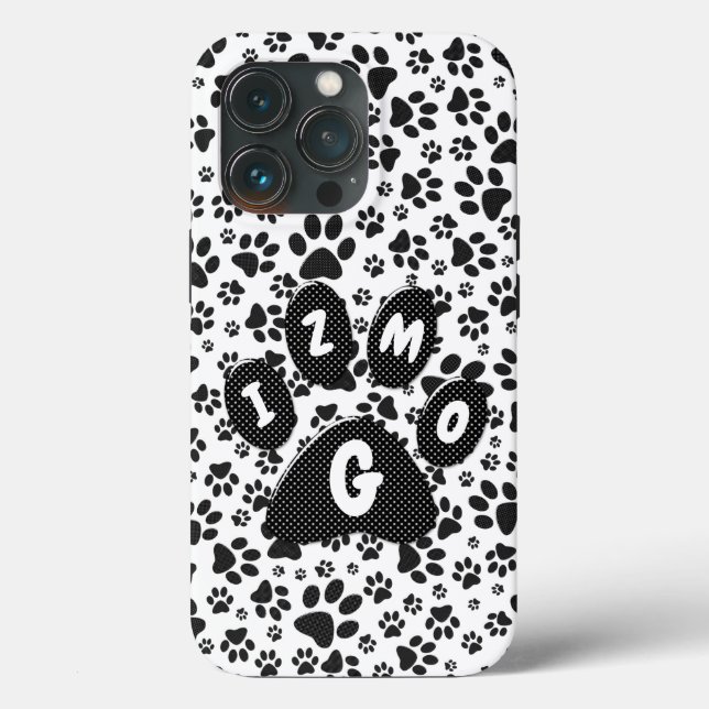 Dog Paws Black and White Polka Dot  Case-Mate iPho iPhone Case (Back)