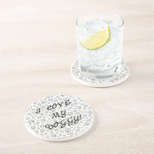 Dog Paws Black and White Polka Dot Coaster