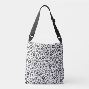 Dog Paws Black and White Polka Dot Crossbody Bag