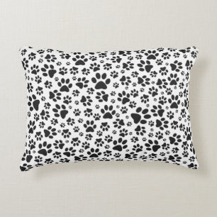Dog Paws Black and White Polka Dot  Decorative Cushion