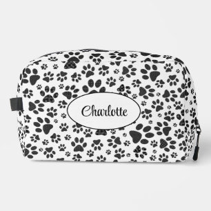 Dog Paws Black and White Polka Dot Dopp Kit