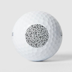 Dog Paws Black and White Polka Dot  Golf Balls