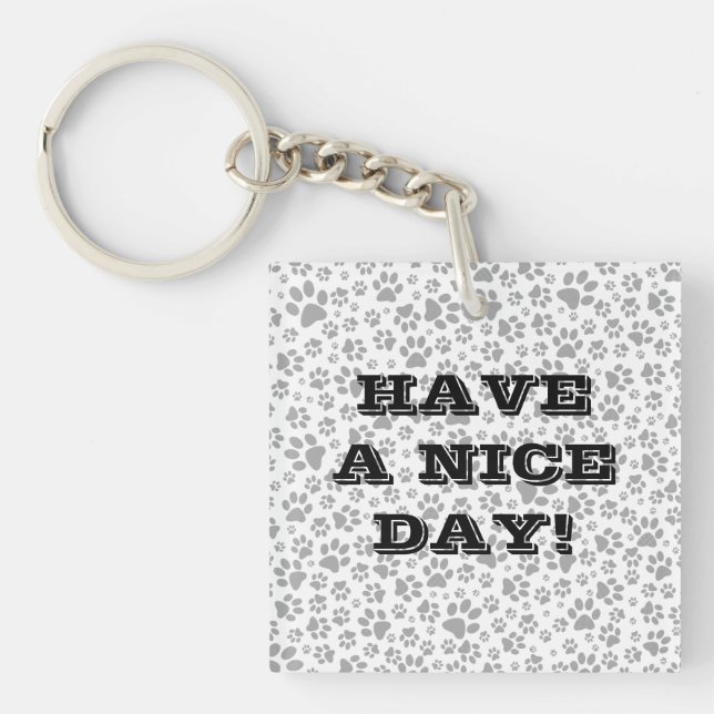 Dog Paws Black and White Polka Dot  Keychain (Front)