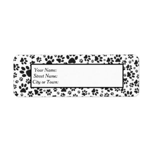 Dog Paws Black and White Polka Dot  Label