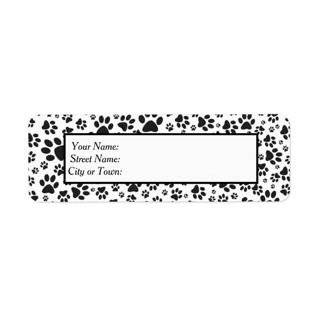 Dog Paws Black and White Polka Dot  Label (Front)