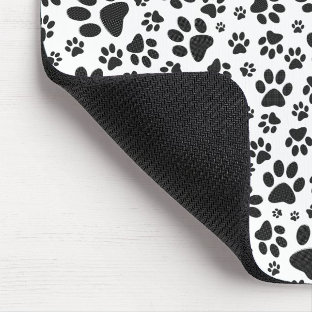 Dog Paws Black and White Polka Dot  Mouse Pad (Corner)