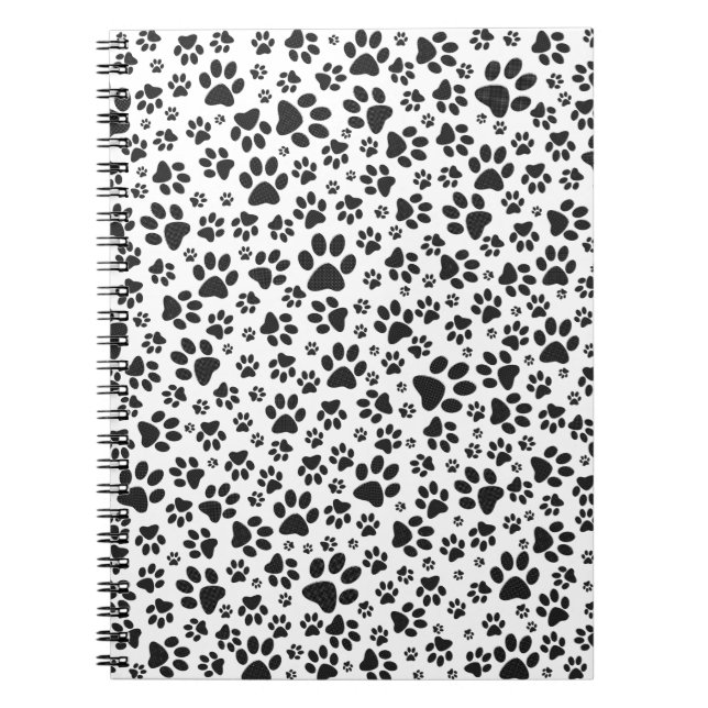 Dog Paws Black and White Polka Dot  Notebook (Front)