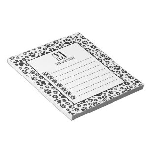 Dog Paws Black and White Polka Dot  Notepad