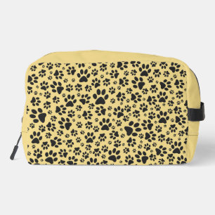 Dog Paws Black and White Polka Dot on butter cream Dopp Kit