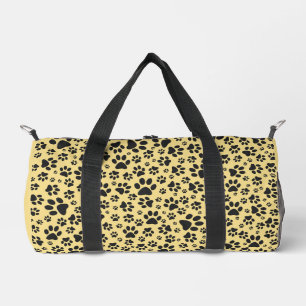Dog Paws Black and White Polka Dot on butter cream Duffle Bag
