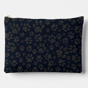 Dog Paws Black and White Polka Dot on dark blue Accessory Pouch