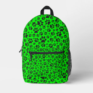 Dog Paws Black and White Polka Dot on green Printed Backpack