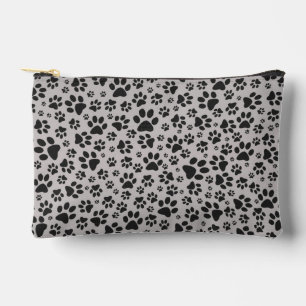 Dog Paws Black and White Polka Dot on grey Accessory Pouch