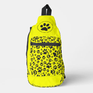Dog Paws Black and White Polka Dot on yellow Sling Bag