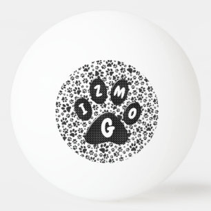 Dog Paws Black and White Polka Dot  Ping Pong Ball
