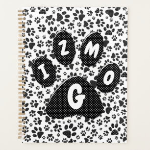 Dog Paws Black and White Polka Dot Planner