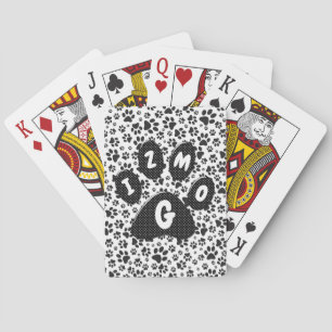 Dog Paws Black and White Polka Dot  Playing Cards