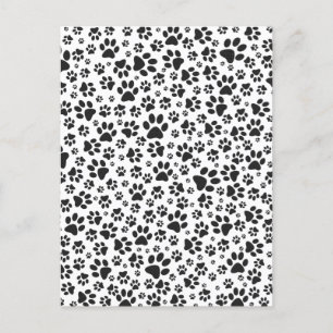 Dog Paws Black and White Polka Dot  Postcard
