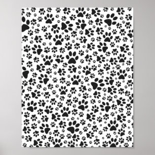 Dog Paws Black and White Polka Dot  Poster