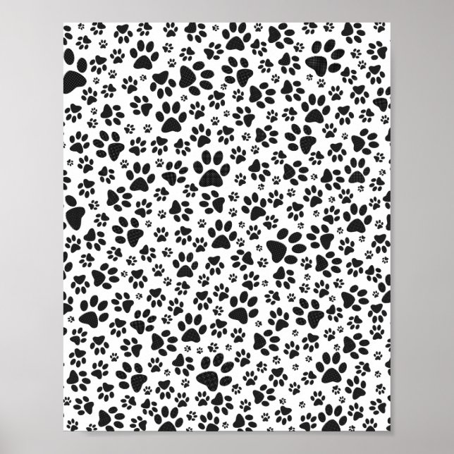Dog Paws Black and White Polka Dot  Poster (Front)