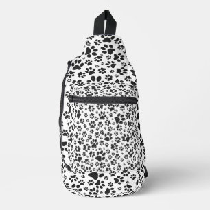 Dog Paws Black and White Polka Dot  Sling Bag