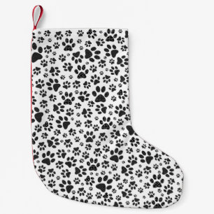 Dog Paws Black and White Polka Dot  Small Christmas Stocking