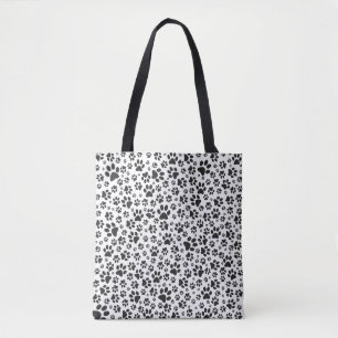 Dog Paws Black and White Polka Dot  Tote Bag
