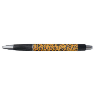 Dog Paws Black & White Polka Dot on dahlia orange