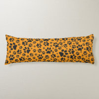 Dog Paws Black & White Polka Dot on dahlia orange