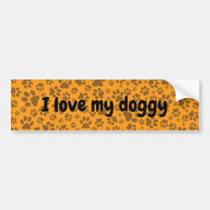 Dog Paws Black & White Polka Dot on dahlia orange Bumper Sticker