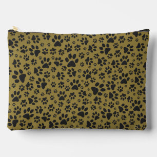 Dog Paws Black & White Polka Dot on military gold Accessory Pouch