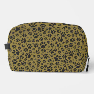 Dog Paws Black & White Polka Dot on military gold Dopp Kit