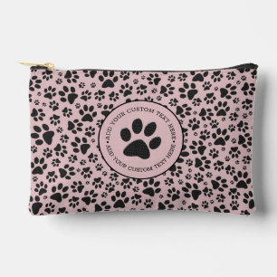 Dog Paws Black & White Polka Dot on pink charlotte Accessory Pouch