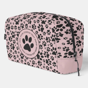 Dog Paws Black & White Polka Dot on pink charlotte Dopp Kit