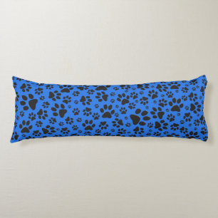 Dog Paws Black & White Polka Dot on tech blue Body Cushion