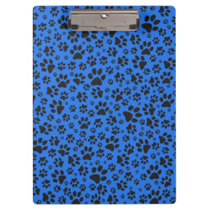 Dog Paws Black & White Polka Dot on tech blue Clipboard