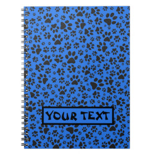 Dog Paws Black & White Polka Dot on tech blue Notebook