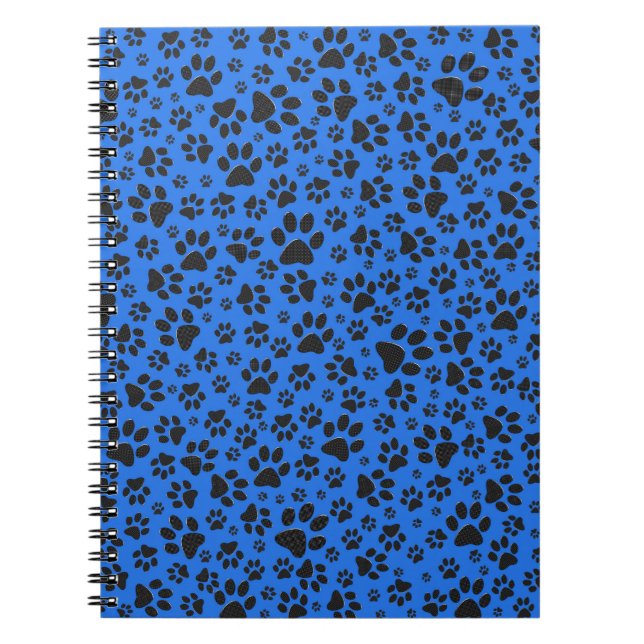 Dog Paws Black & White Polka Dot on tech blue Notebook (Front)