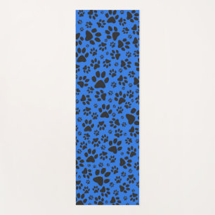 Dog Paws Black & White Polka Dot on tech blue Yoga Mat