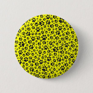 Dog Paws Black & White Polka Dot on yellow 6 Cm Round Badge