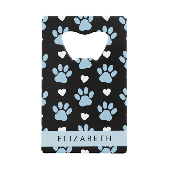 Dog Paws, Blue Paws, White Hearts, Your Name (Front)