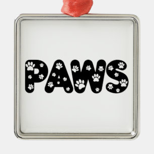 Dog Paws Custom Text Metal Tree Decoration