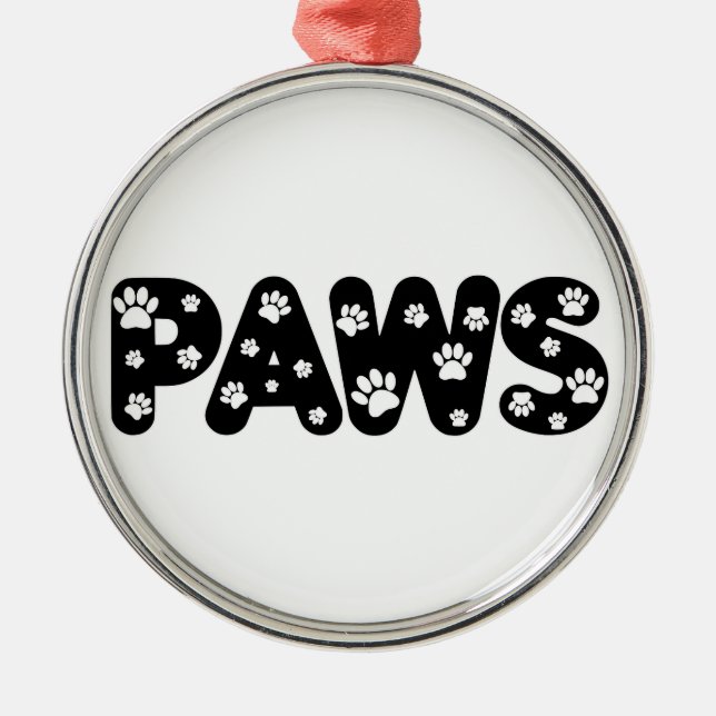 Dog Paws Custom Text Metal Tree Decoration (Front)